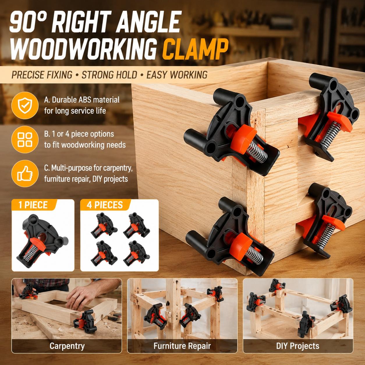 Woodworking Hardware - طقم مشبك زاوية 90 درجة عالي