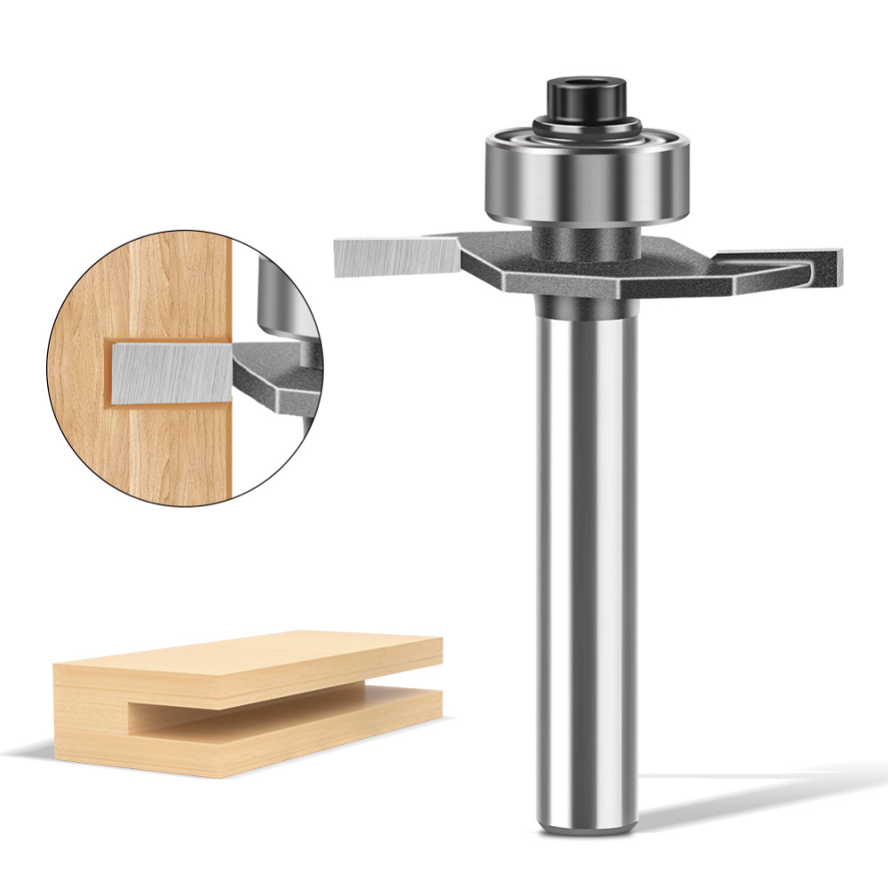Woodworking Groove - قاطع تفريز كربيدي للأخشاب بمقبض 1/4-1/2